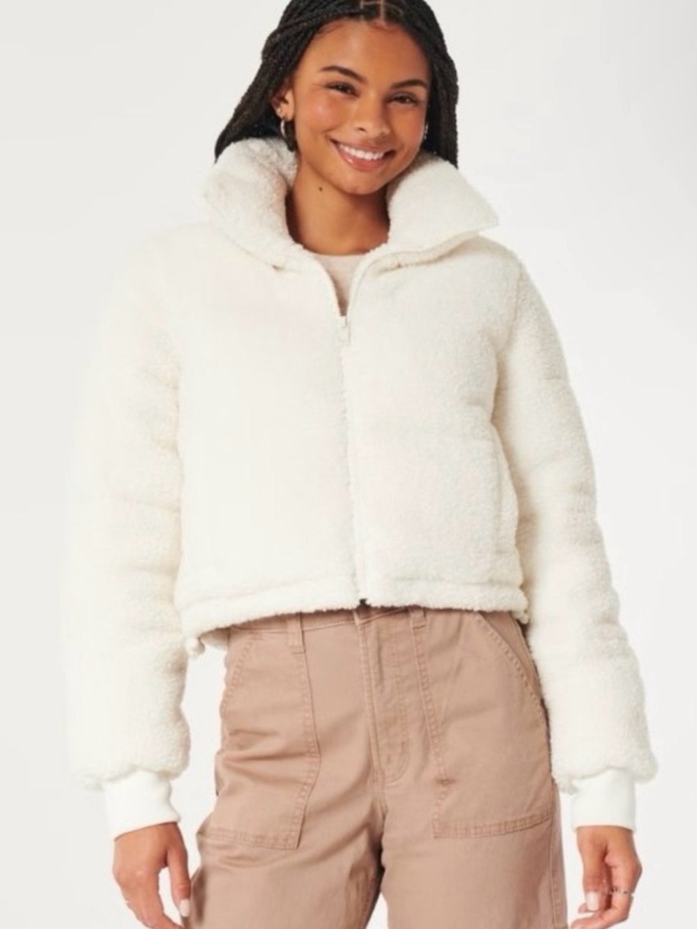 Holster Sherpa cream Teddy Zip-Up Jacket - Women's
